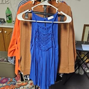 Vibrant Blue Embellished Sleeveless Tank Top